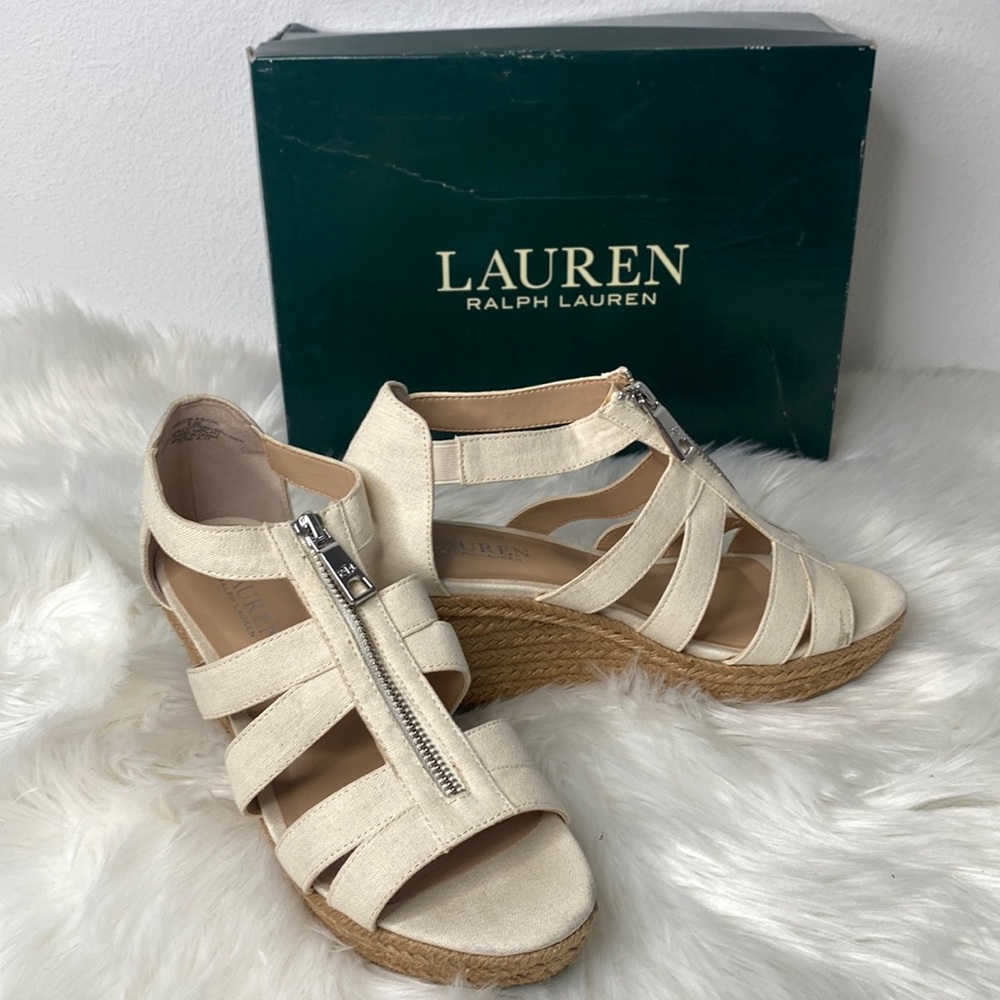 lauren ralph lauren kelcie csl cream linen shoes 8.5